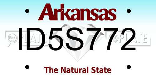 ID5S772 Arkansas License Plate