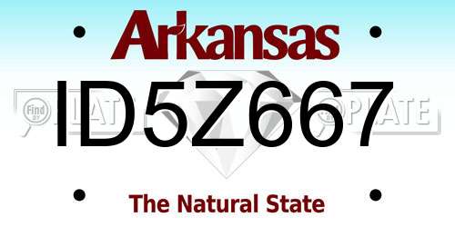 ID5Z667 Arkansas License Plate