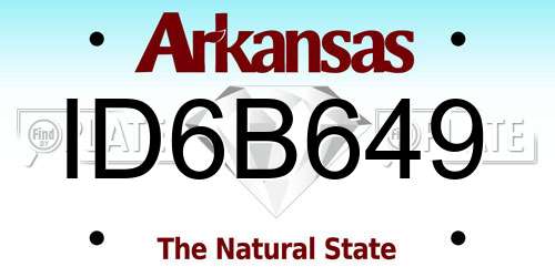 ID6B649 Arkansas License Plate
