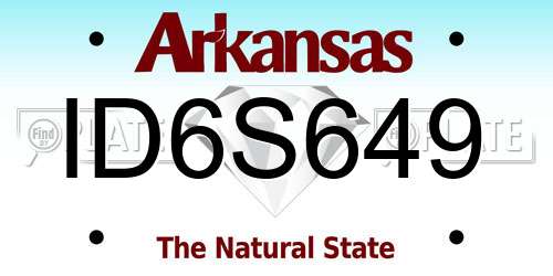 ID6S649 Arkansas License Plate