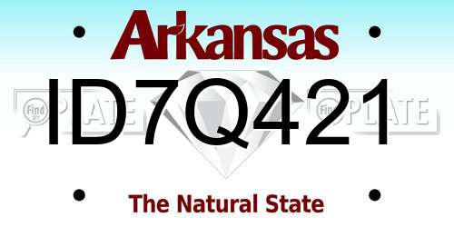 ID7Q421 Arkansas License Plate