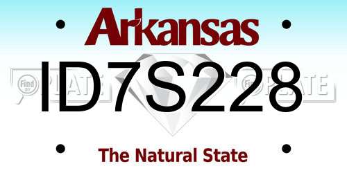 ID7S228 Arkansas License Plate