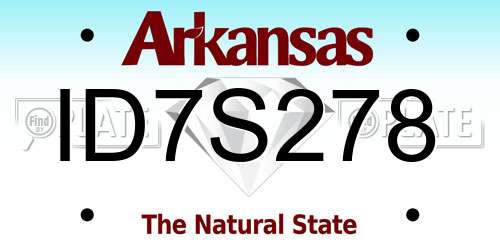 ID7S278 Arkansas License Plate