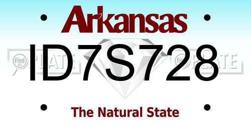 ID7S728 Arkansas License Plate