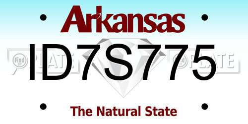 ID7S775 Arkansas License Plate