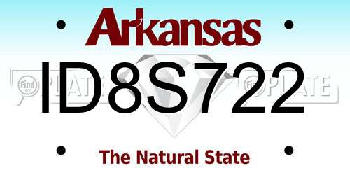 ID8S722 Arkansas License Plate