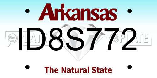 ID8S772 Arkansas License Plate