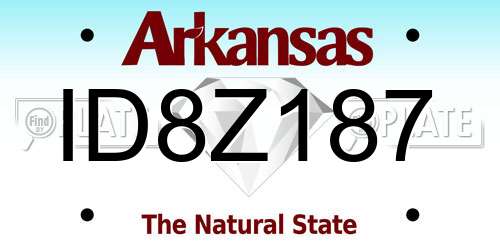 ID8Z187 Arkansas License Plate