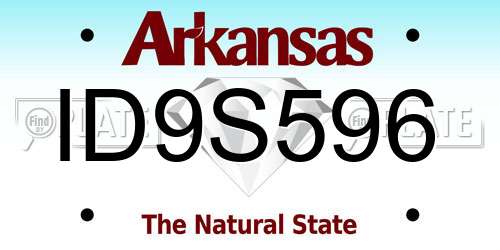 ID9S596 Arkansas License Plate