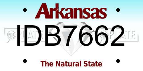 IDB7662 Arkansas License Plate