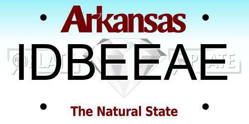 IDBEEAE Arkansas License Plate