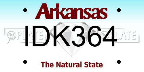 IDK364 Arkansas License Plate