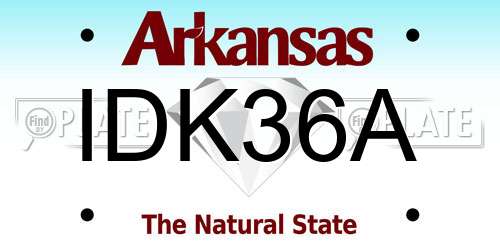 IDK36A Arkansas License Plate