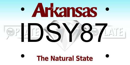 IDSY87 Arkansas License Plate