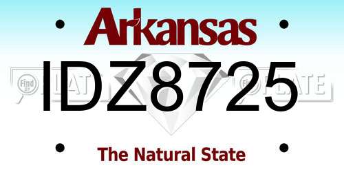 IDZ8725 Arkansas License Plate