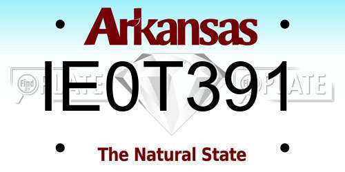 IE0T391 Arkansas License Plate