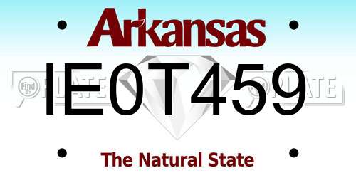 IE0T459 Arkansas License Plate