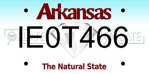 IE0T466 Arkansas License Plate