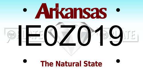 IE0Z019 Arkansas License Plate
