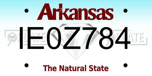 IE0Z784 Arkansas License Plate