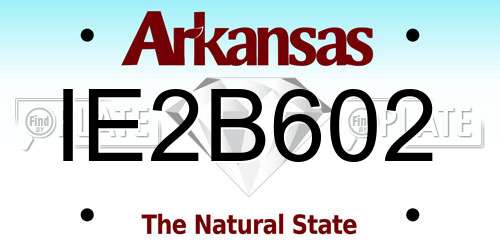IE2B602 Arkansas License Plate