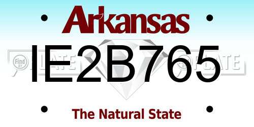 IE2B765 Arkansas License Plate