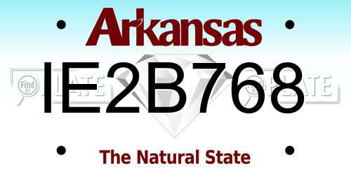 IE2B768 Arkansas License Plate