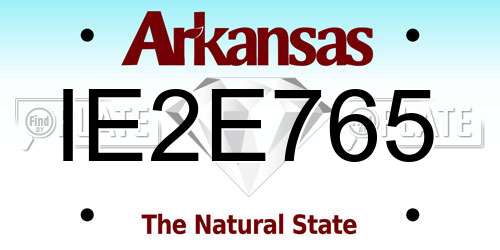 IE2E765 Arkansas License Plate