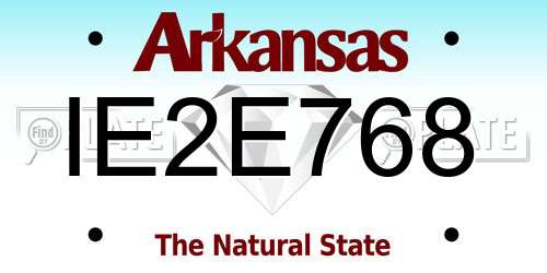 IE2E768 Arkansas License Plate