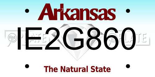 IE2G860 Arkansas License Plate