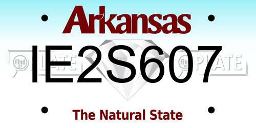 IE2S607 Arkansas License Plate