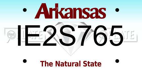 IE2S765 Arkansas License Plate