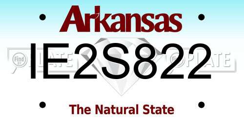 IE2S822 Arkansas License Plate