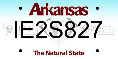 IE2S827 Arkansas License Plate