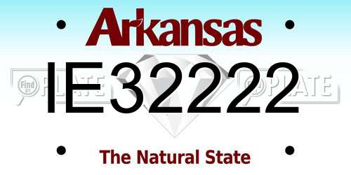 IE32222 Arkansas License Plate