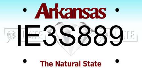 IE3S889 Arkansas License Plate
