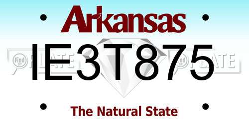 IE3T875 Arkansas License Plate