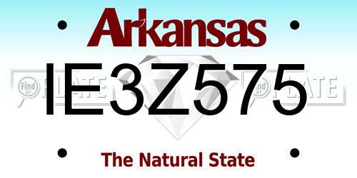 IE3Z575 Arkansas License Plate