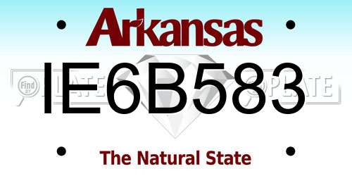 IE6B583 Arkansas License Plate