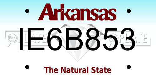 IE6B853 Arkansas License Plate