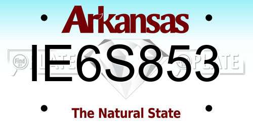 IE6S853 Arkansas License Plate