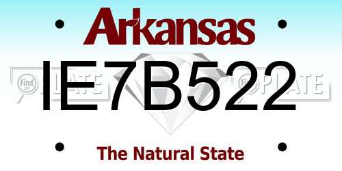 IE7B522 Arkansas License Plate