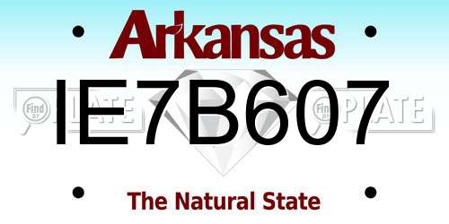 IE7B607 Arkansas License Plate