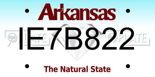 IE7B822 Arkansas License Plate