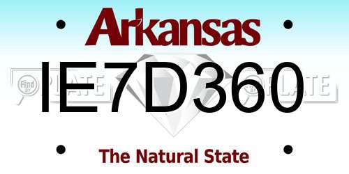 IE7D360 Arkansas License Plate