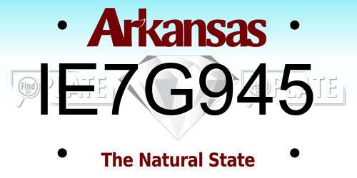 IE7G945 Arkansas License Plate