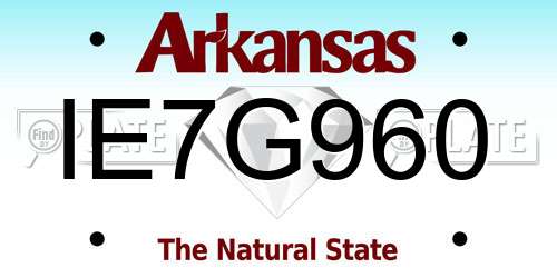 IE7G960 Arkansas License Plate