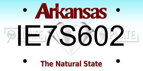 IE7S602 Arkansas License Plate