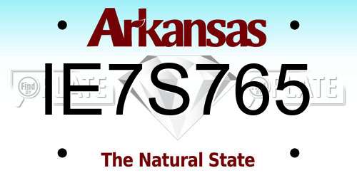 IE7S765 Arkansas License Plate