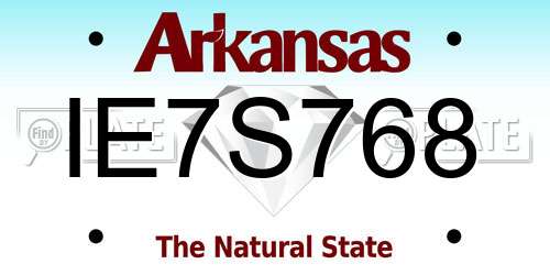 IE7S768 Arkansas License Plate